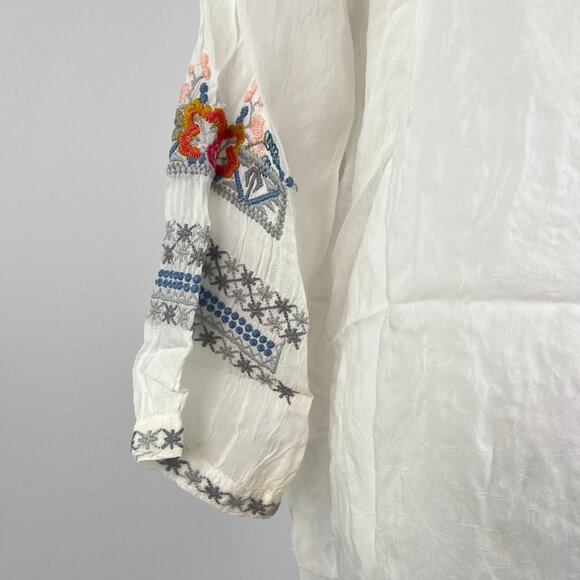 NWOT Johnny Was Floral Embroidered Long Sleeves V-Neck Shirt Blouse Size S - Picture 8 of 13